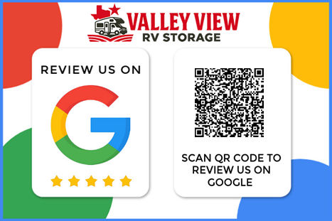 Scan the QR code to give Valley View RV Storage a review+ on Google!