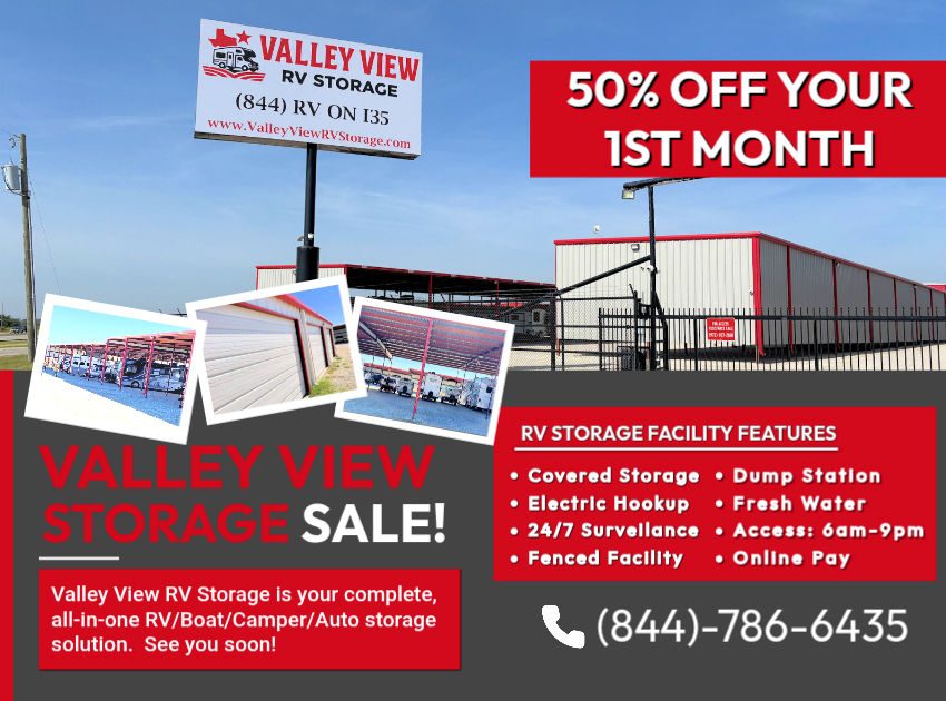 RV storage features and 50% off fist month at Valley View RV Storage!